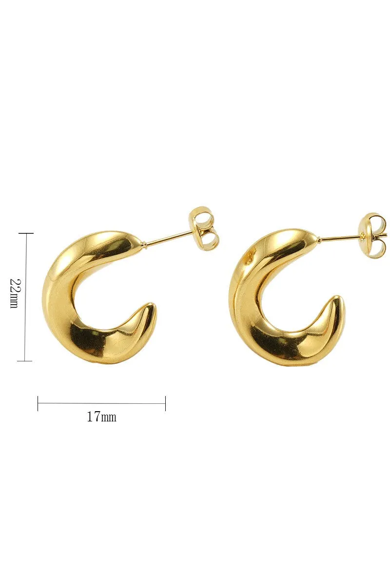 18K GOLD PLATED STAINLESS STEEL EARRINGS, SIZE