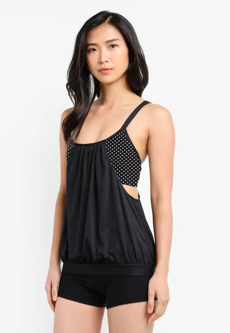 2-in-1 Blouson Tankini Top