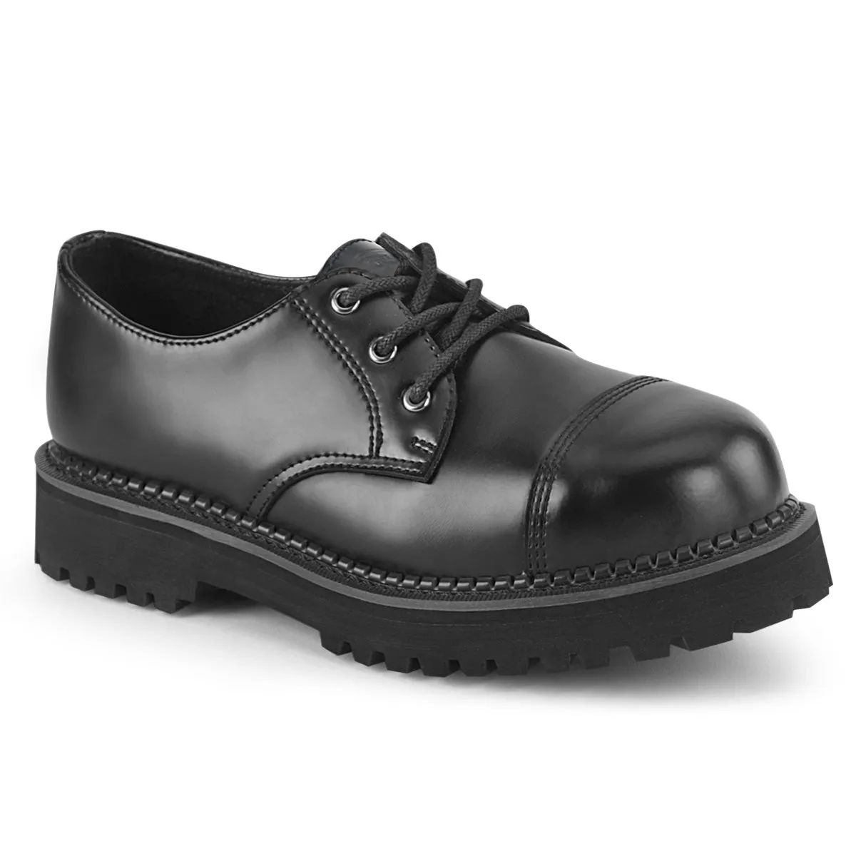 3 Eyelet RIOT-03 Black Leather