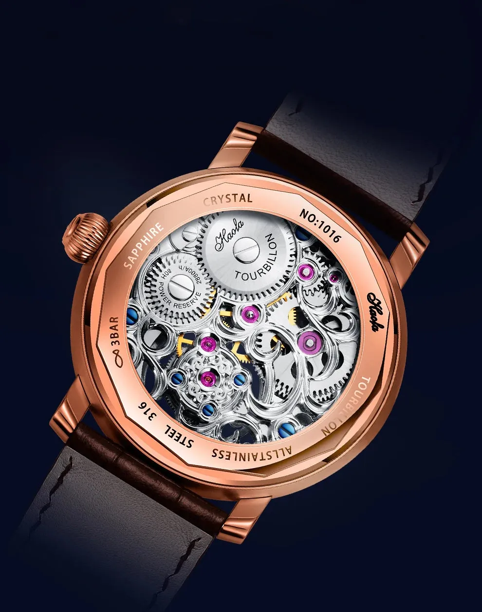 80H Power Reserve Manual Flying Tourbillon Mechanical Watch for Men