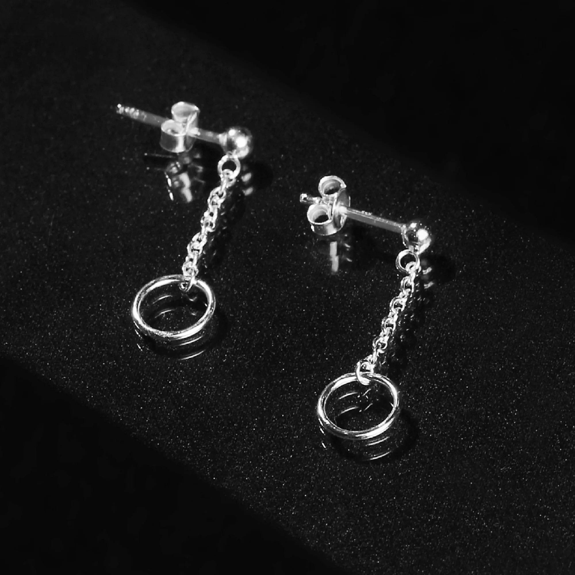 925 Pure Sterling Silver Rec Boho Circle Drop Stud Earring For Women