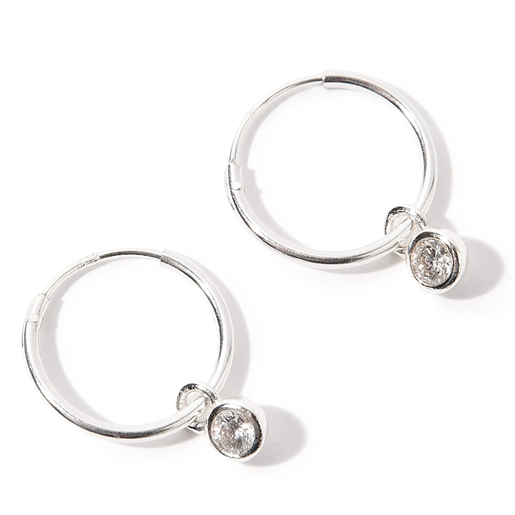 925 Pure Sterling Silver Sparkle Huggie Earrings For Women