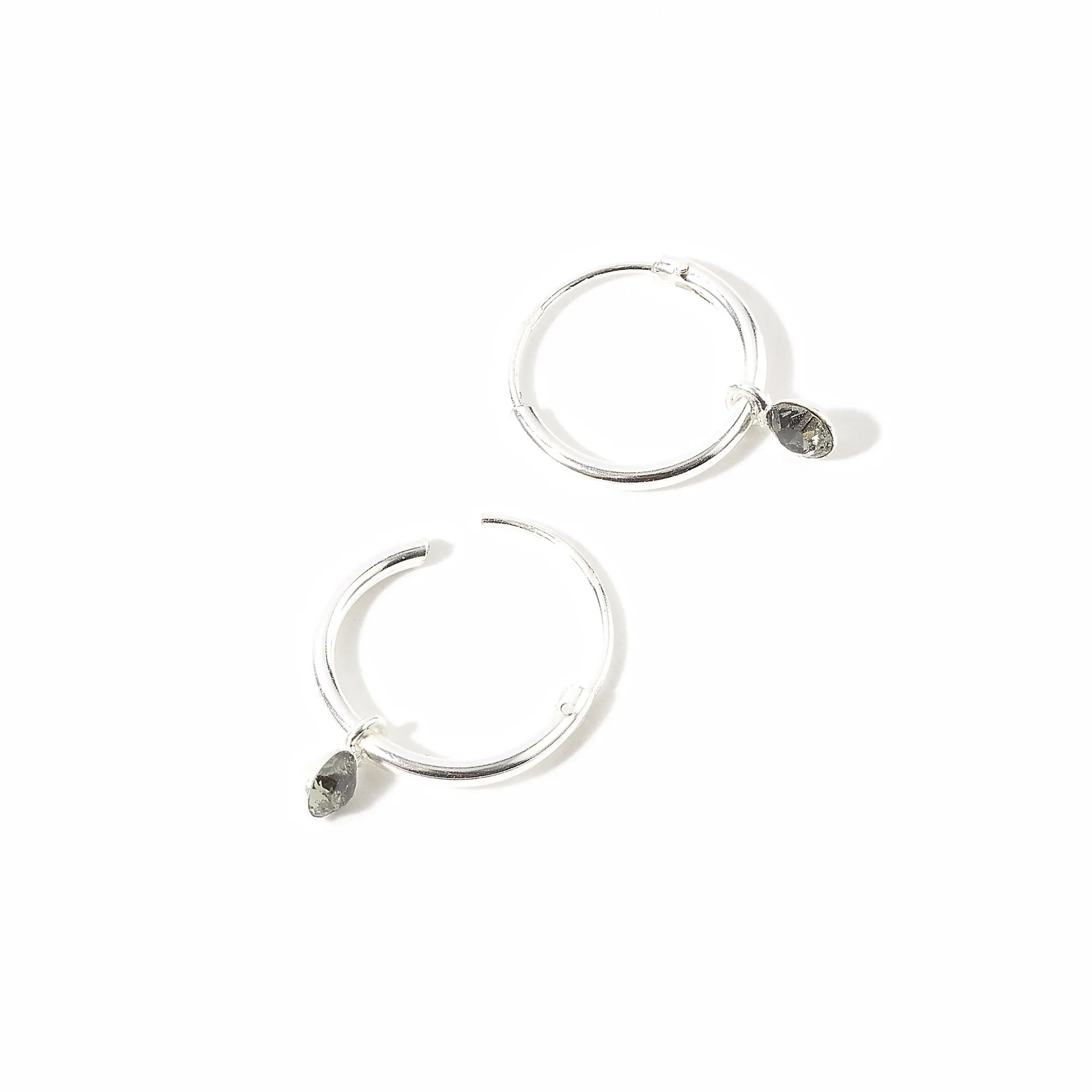 925 Pure Sterling Silver Swarovski Black Crystal Hoop Earring For Women