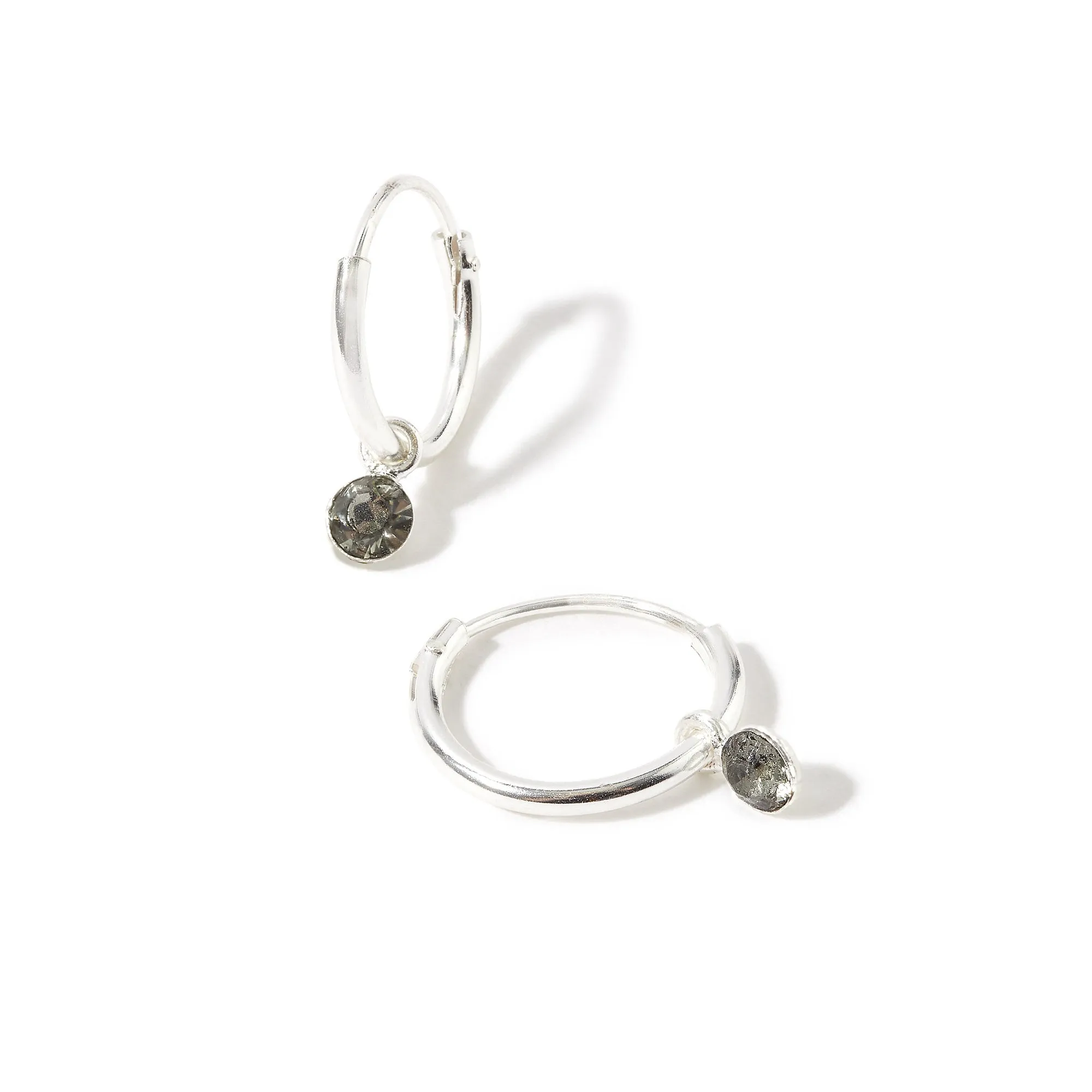 925 Pure Sterling Silver Swarovski Black Crystal Hoop Earring For Women