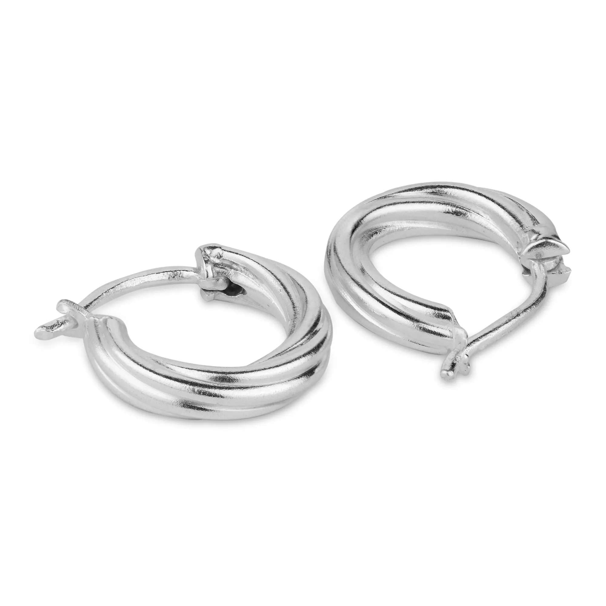 925 Pure Sterling Silver Twisted Hoops Earrings For Women