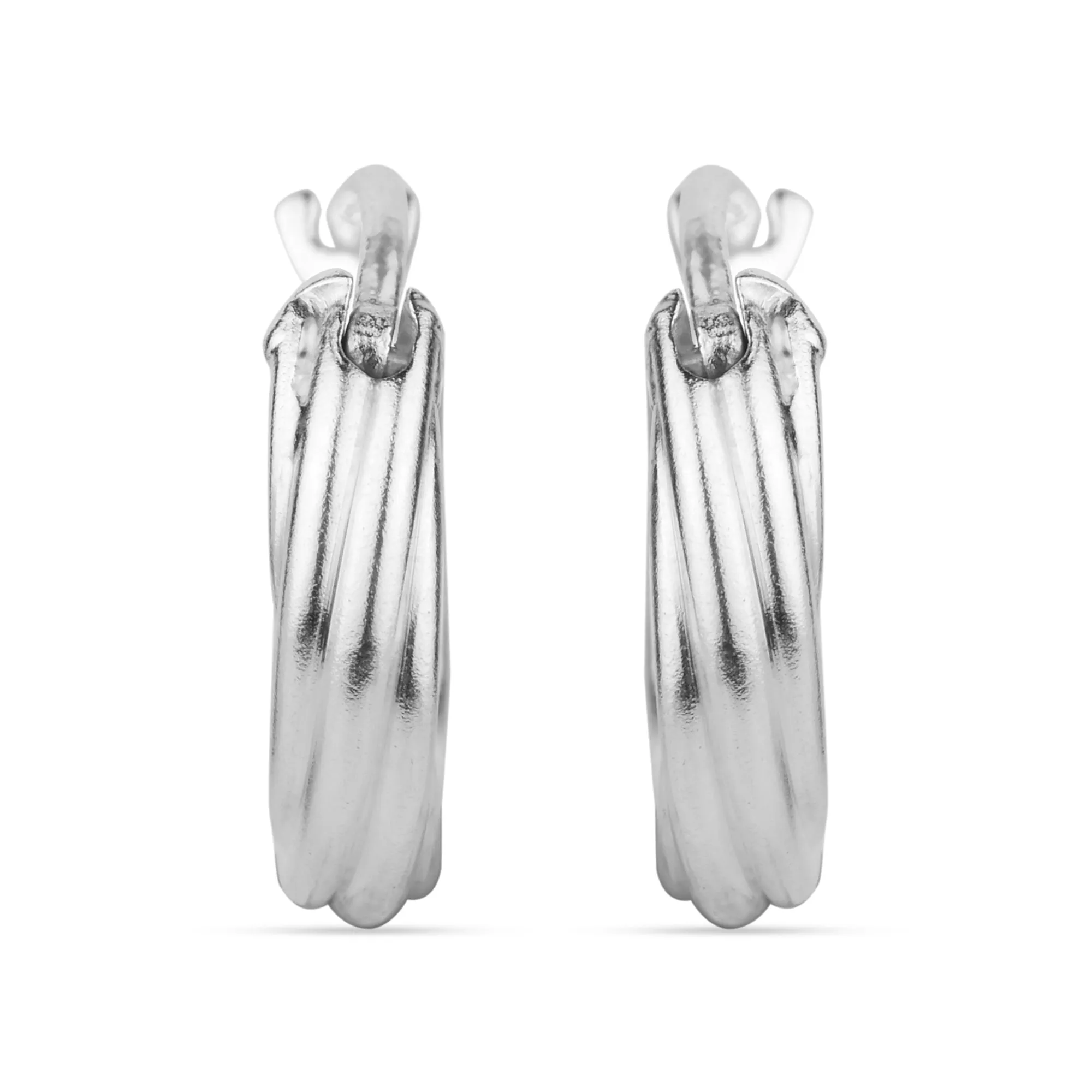 925 Pure Sterling Silver Twisted Hoops Earrings For Women