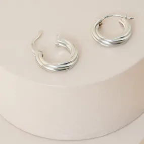 925 Pure Sterling Silver Twisted Hoops Earrings For Women