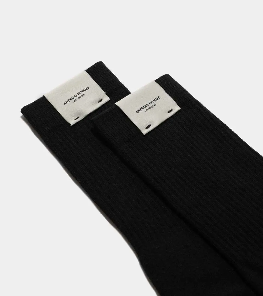 AH Label Crew Sock | Black AHA231-07