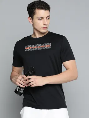 Alcis Men Black Typography Printed Slim Fit T-shirt