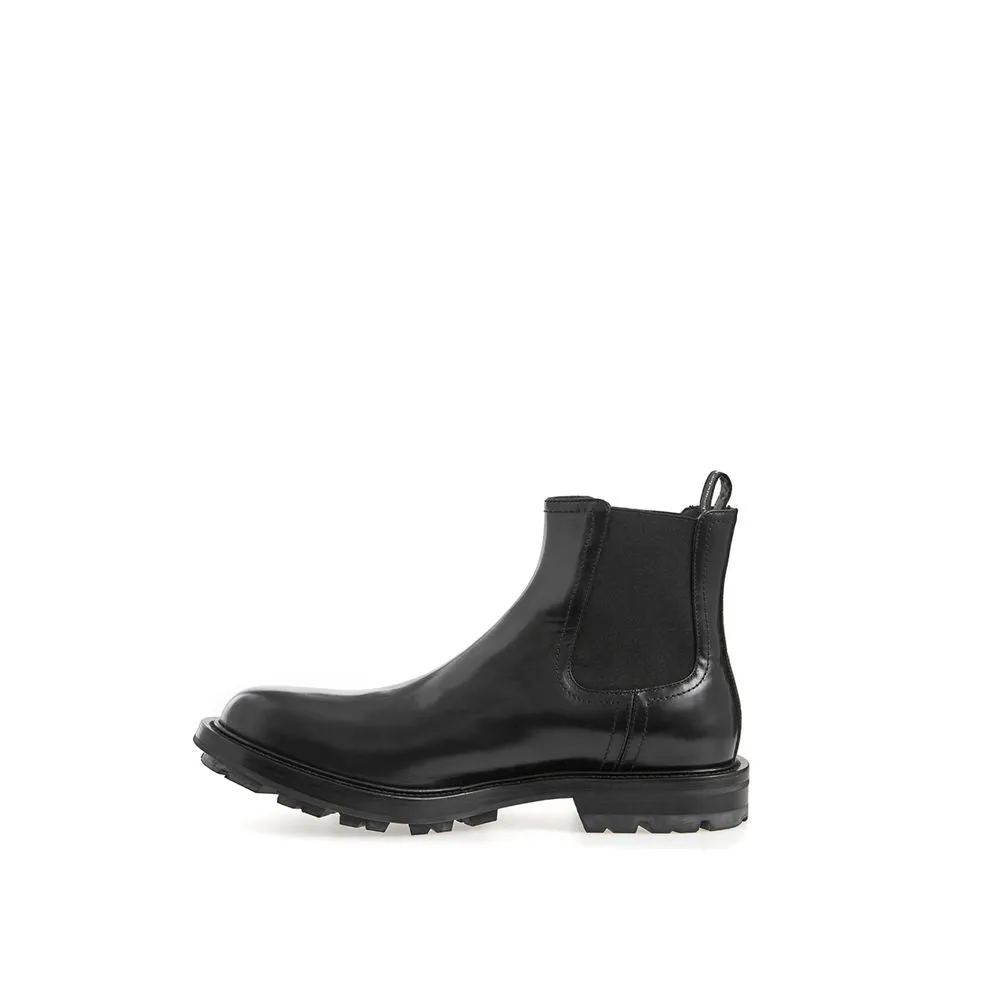 Alexander McQueen Sleek Black Leather Boots for Men's Men