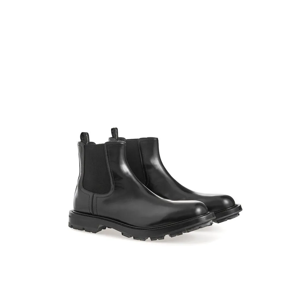 Alexander McQueen Sleek Black Leather Boots for Men's Men