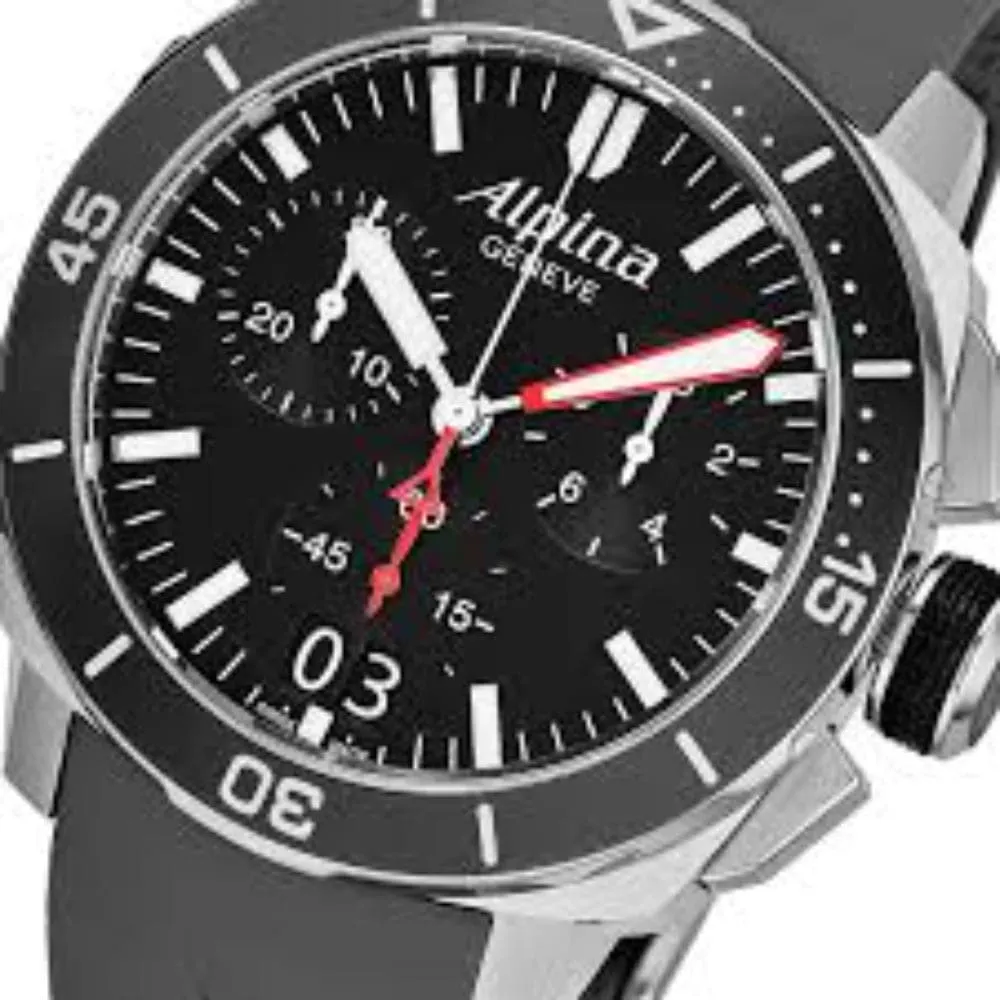 ALPINA SEASTRONG DIVER 300 BLACK DIAL SILICONE STRAP AL-372LBG4V6 MEN'S WATCH