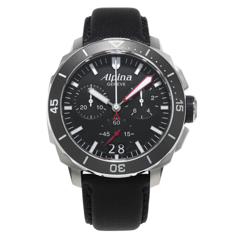 ALPINA SEASTRONG DIVER 300 BLACK DIAL SILICONE STRAP AL-372LBG4V6 MEN'S WATCH