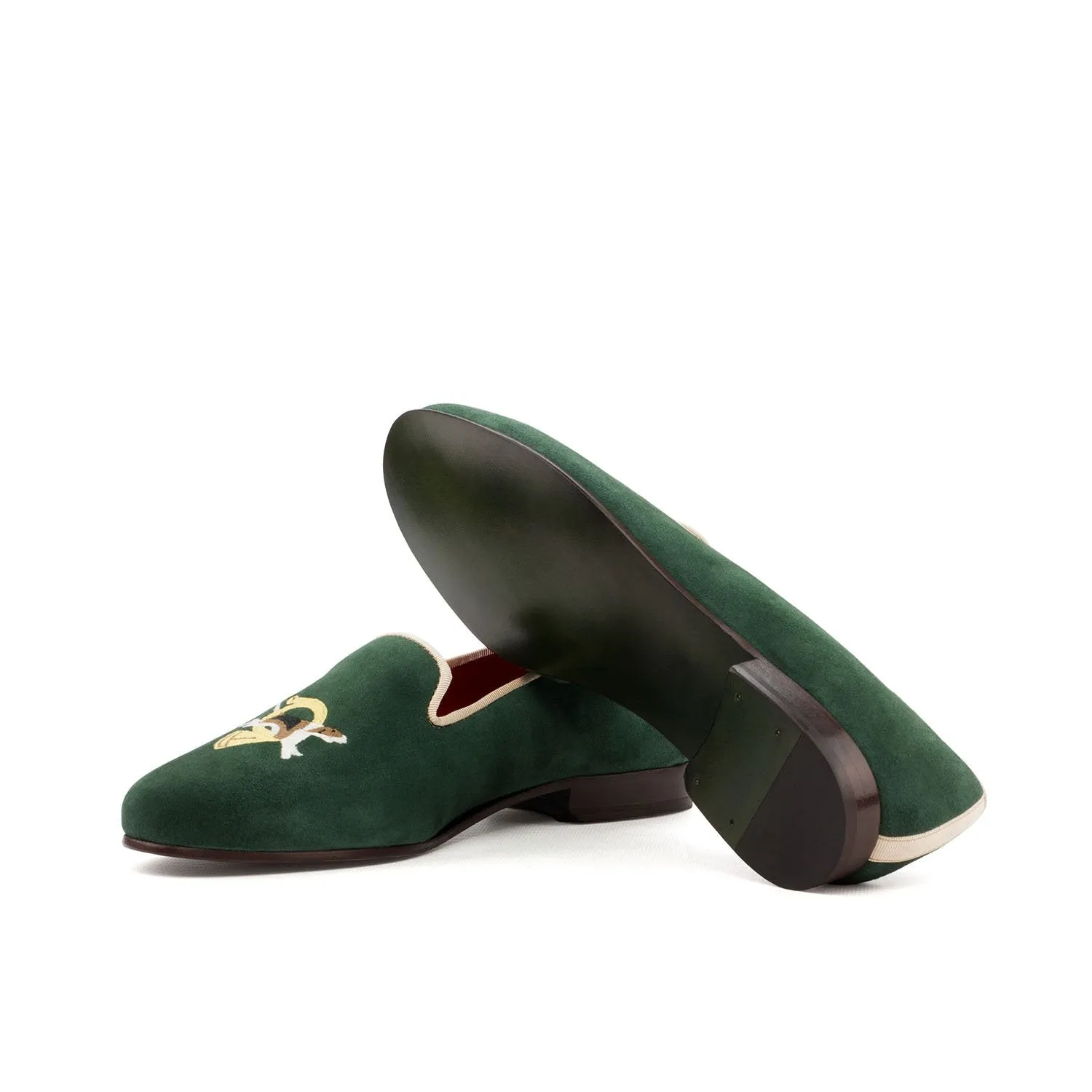 Ambrogio Bespoke Custom Women's Custom Made Shoes Forest Green Suede Leather Loafers (AMBW1068)