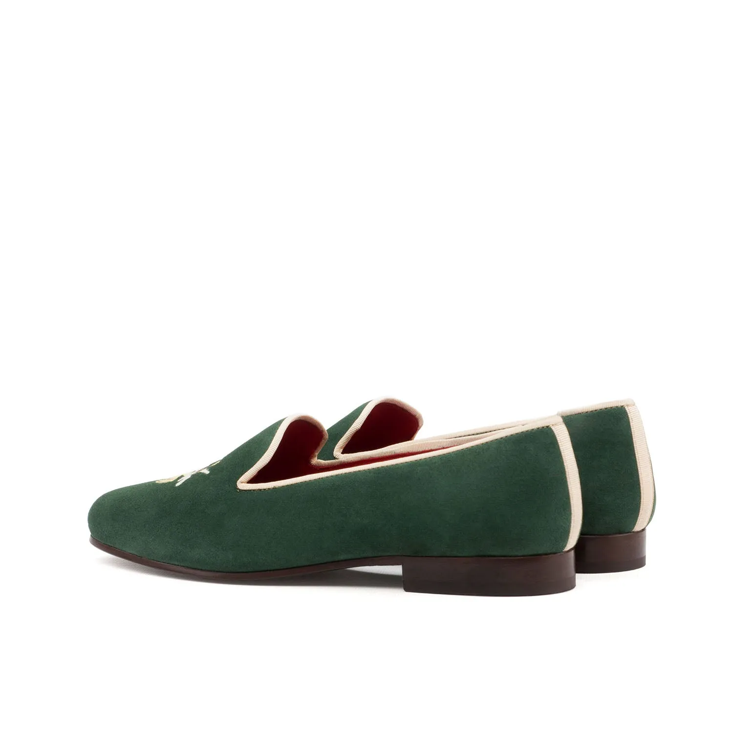 Ambrogio Bespoke Custom Women's Custom Made Shoes Forest Green Suede Leather Loafers (AMBW1068)