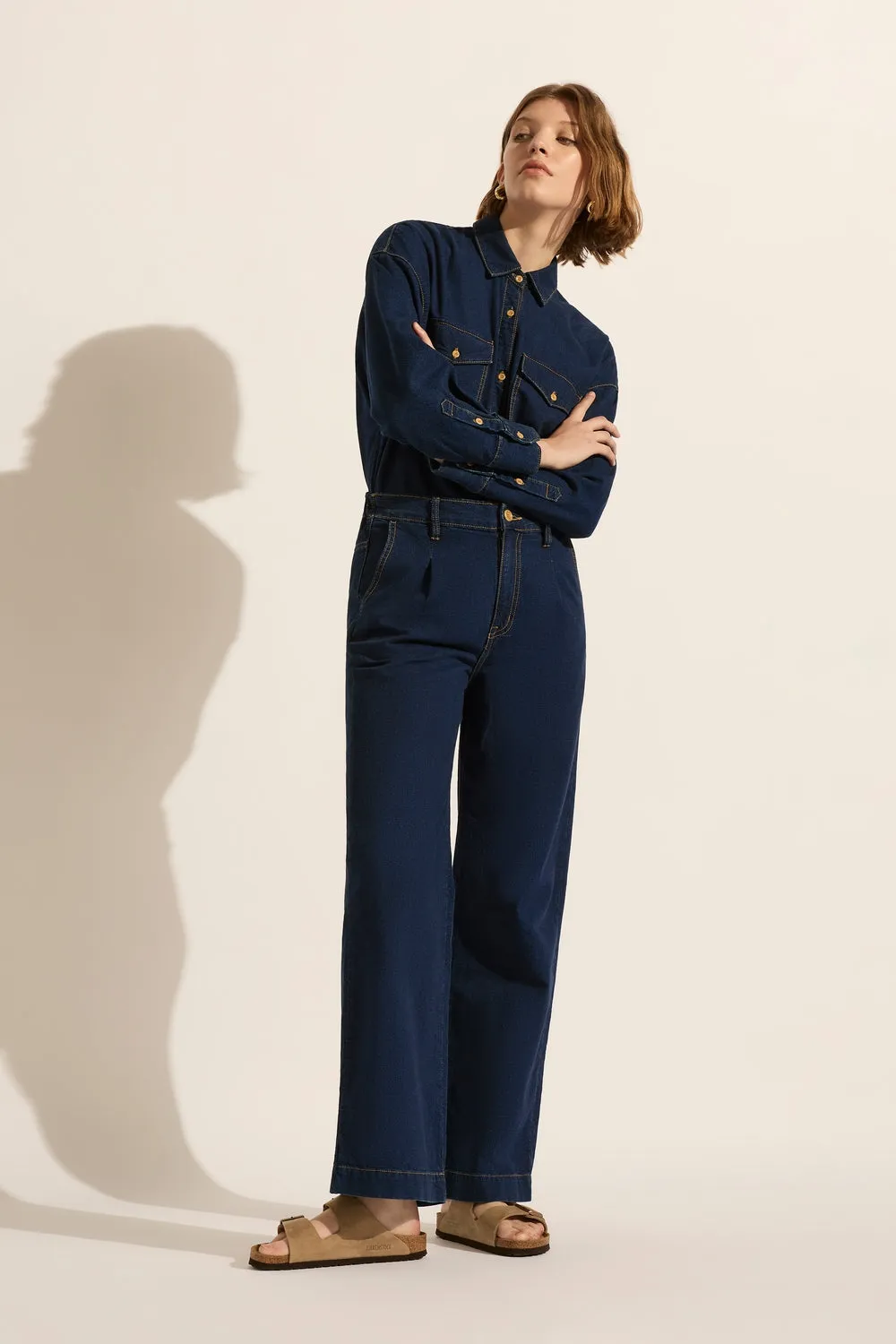 Amelia High Wide Leg Pant - Foundation