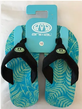 Animal Jekyl Slim Boys Flip Flop Marine Green Child Size 10