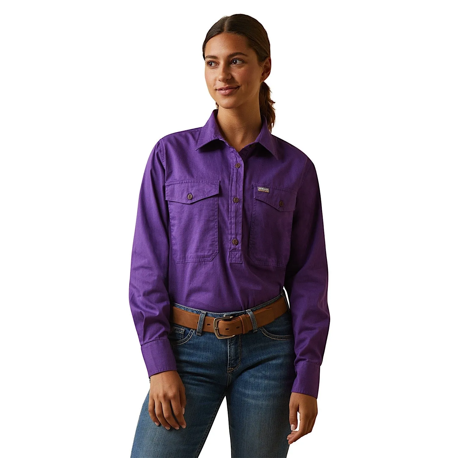 Ariat Womens Half Button L/S Workshirt Purple