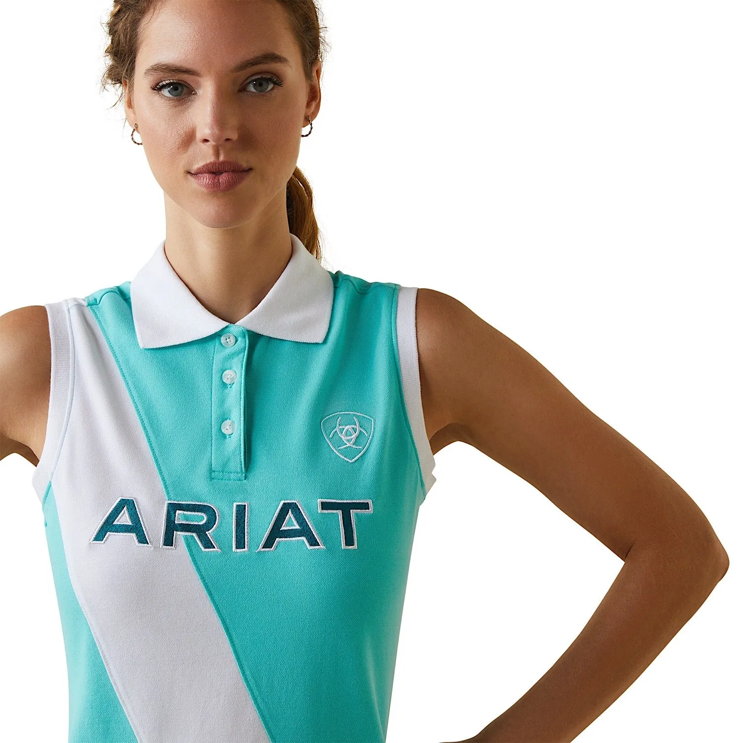 Ariat Womens Taryn Sleeveless Polo Pool Blue