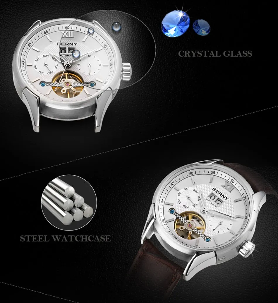 Automatic Men 5ATM Waterproof Luminous Hands Stainless steel Calendar Clock Luxury Watch Wristwatch