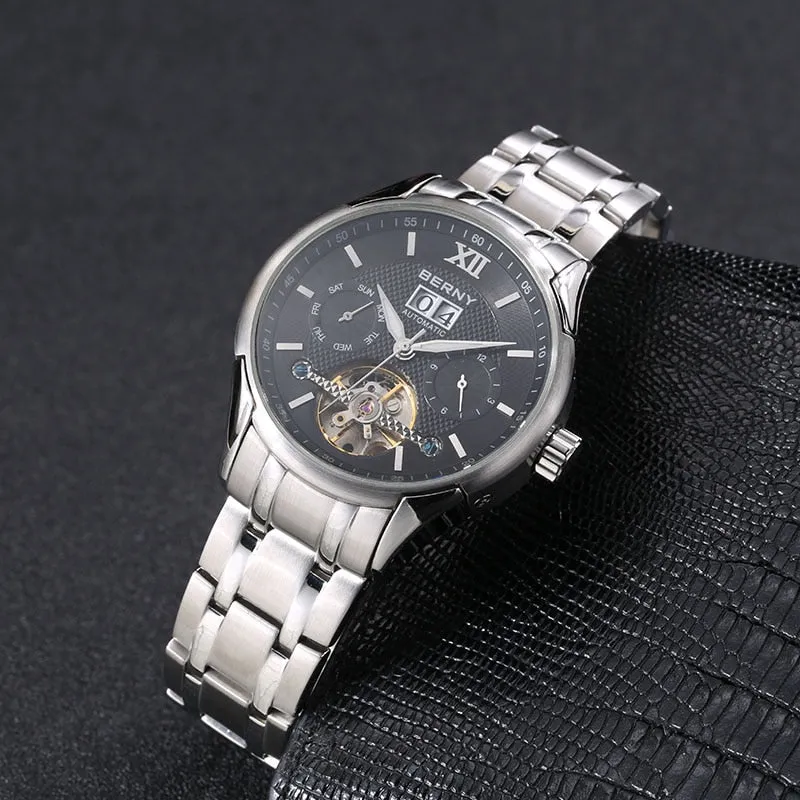 Automatic Men 5ATM Waterproof Luminous Hands Stainless steel Calendar Clock Luxury Watch Wristwatch