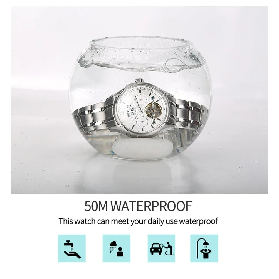 Automatic Men 5ATM Waterproof Luminous Hands Stainless steel Calendar Clock Luxury Watch Wristwatch