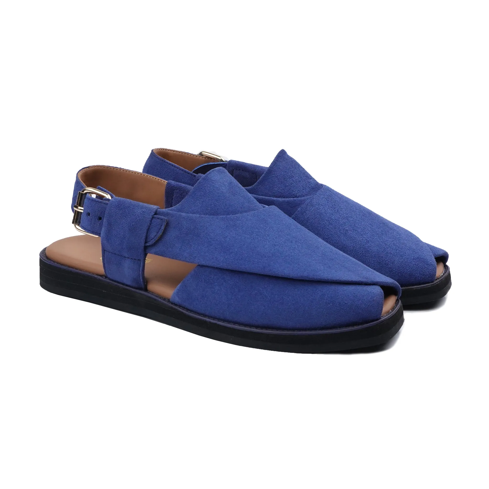 Ayume - Men's Light Blue Kid Suede Sandal