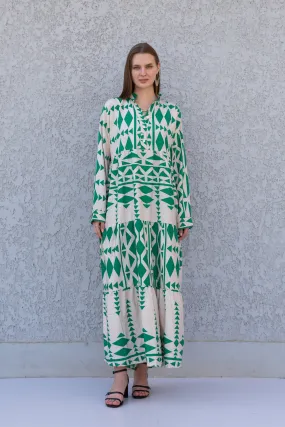 Beautiful Green print kaftan dress, caftans for women, Boho Kaftan dress, Caftans for women, long summer kaftan, kaftans, caftan