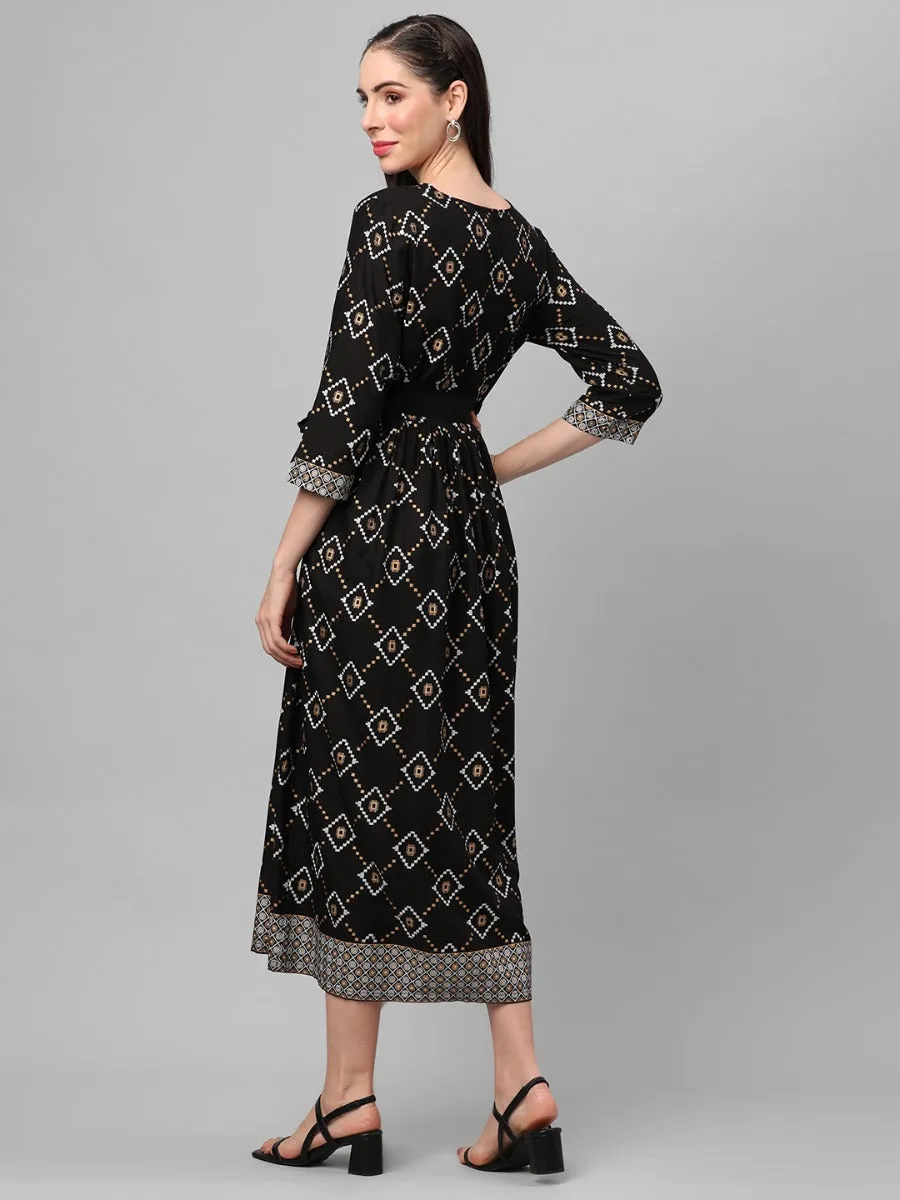 Black Geometric Printed Dress