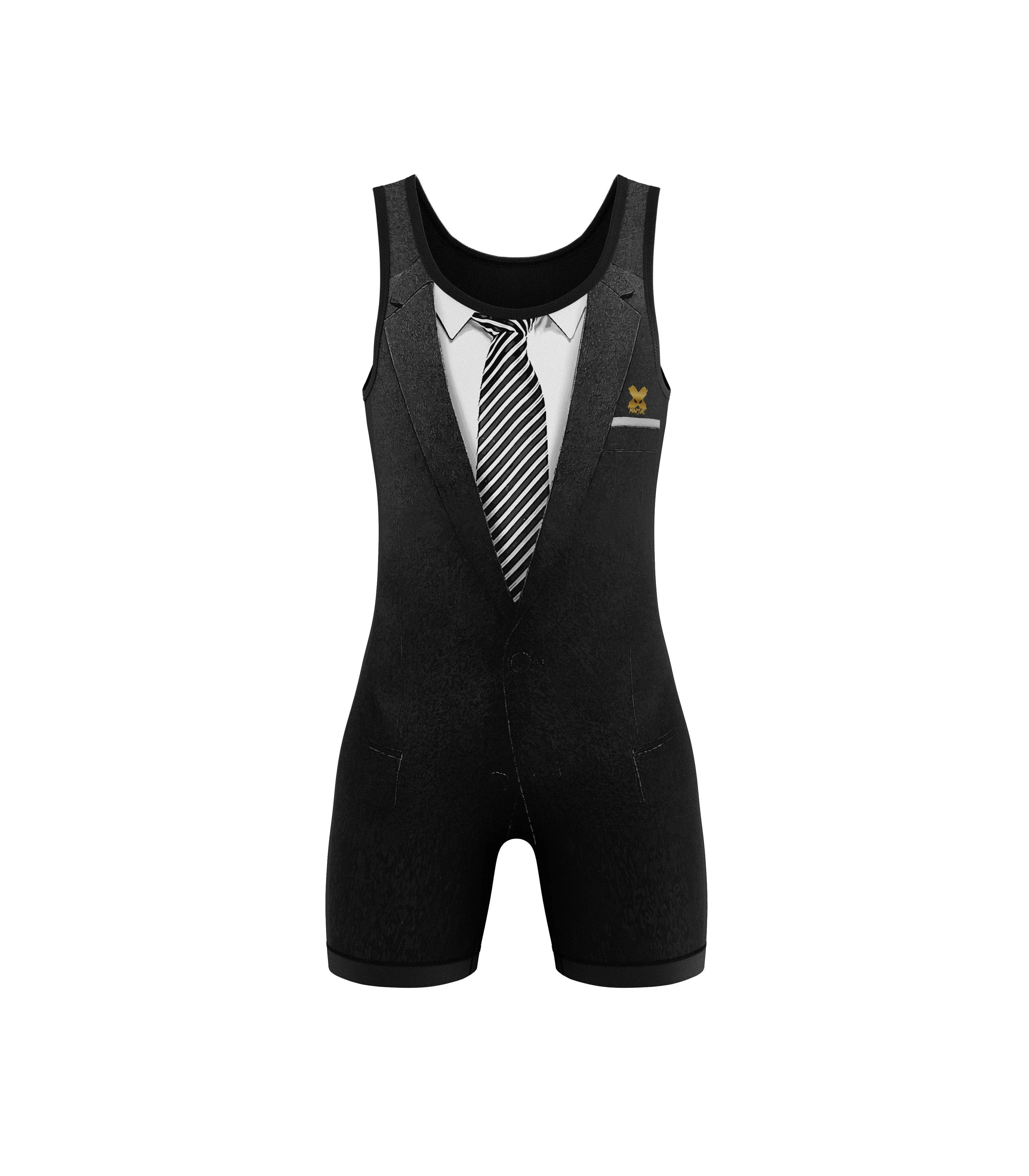 Black Tuxedo Wrestling Singlet