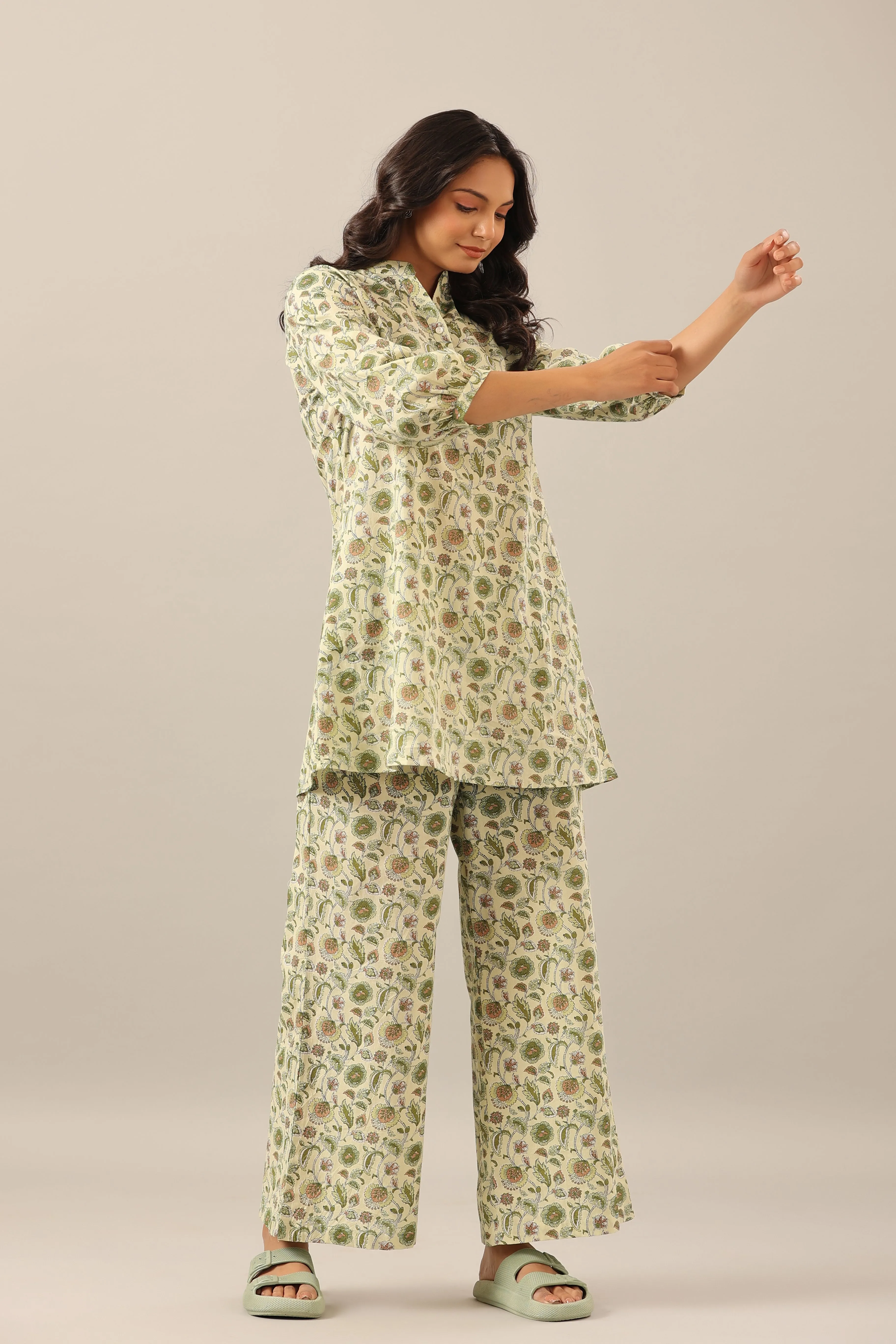 Bloom Garden Green Cotton Co-ord Lounge Set