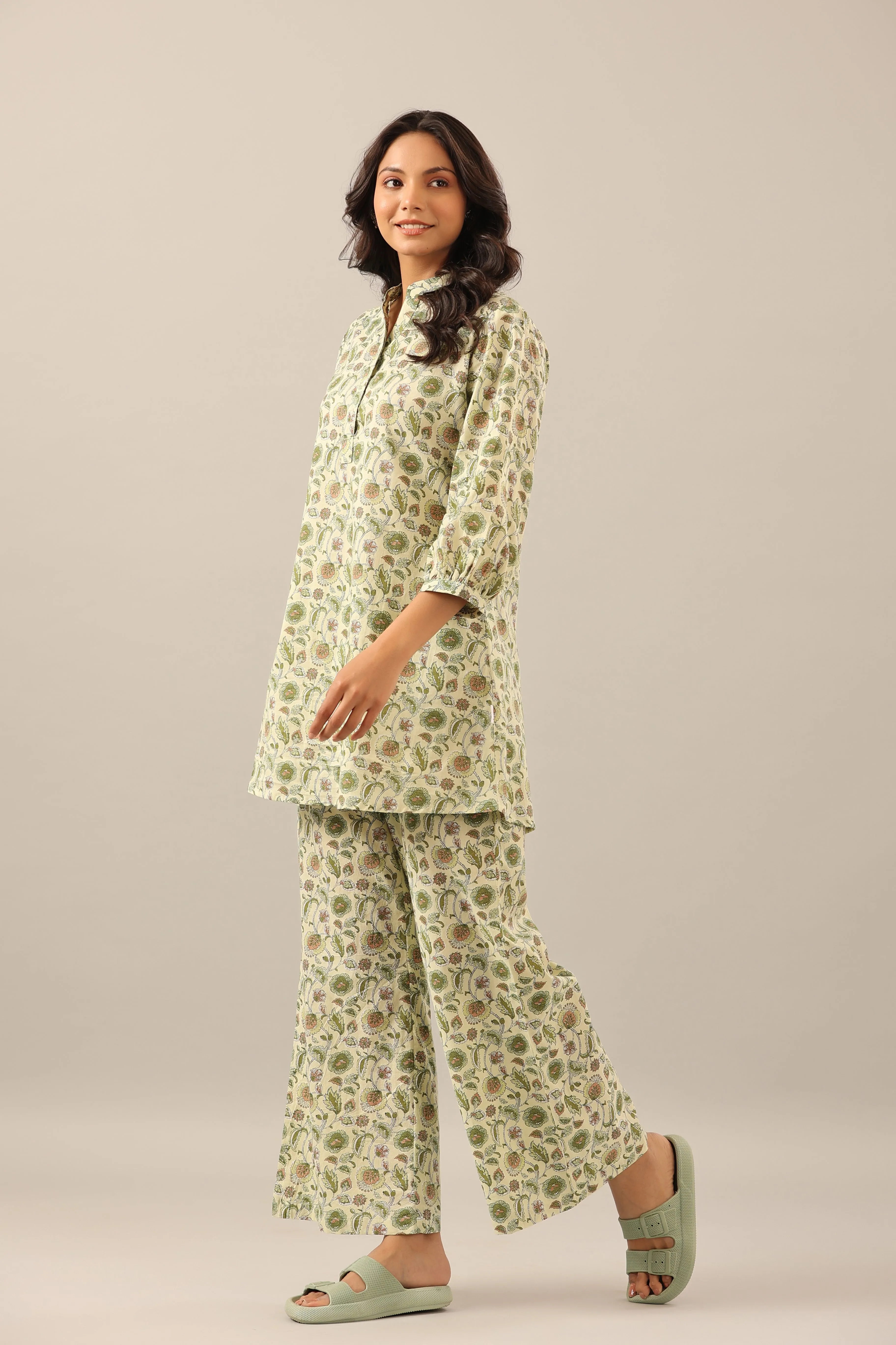 Bloom Garden Green Cotton Co-ord Lounge Set