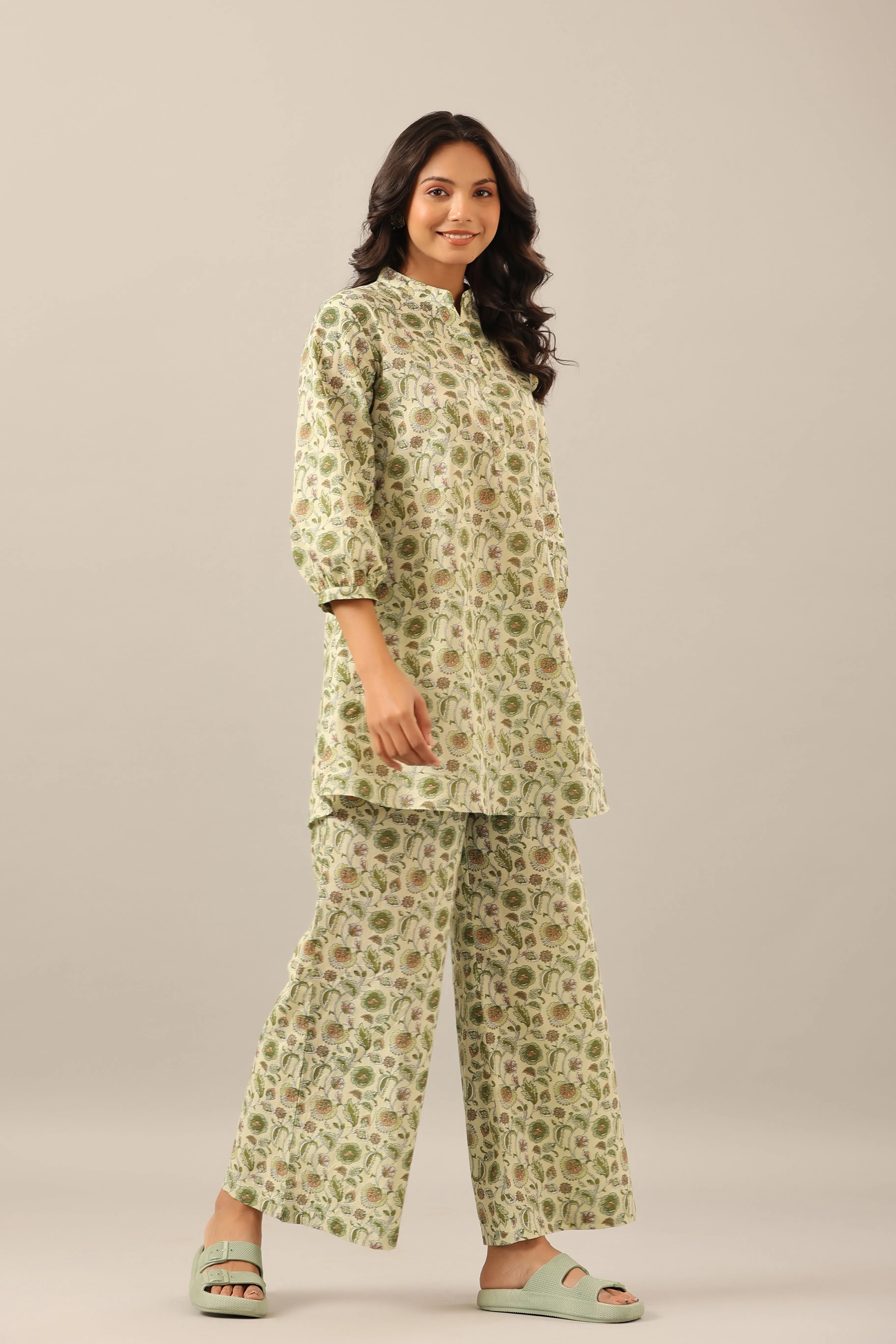 Bloom Garden Green Cotton Co-ord Lounge Set