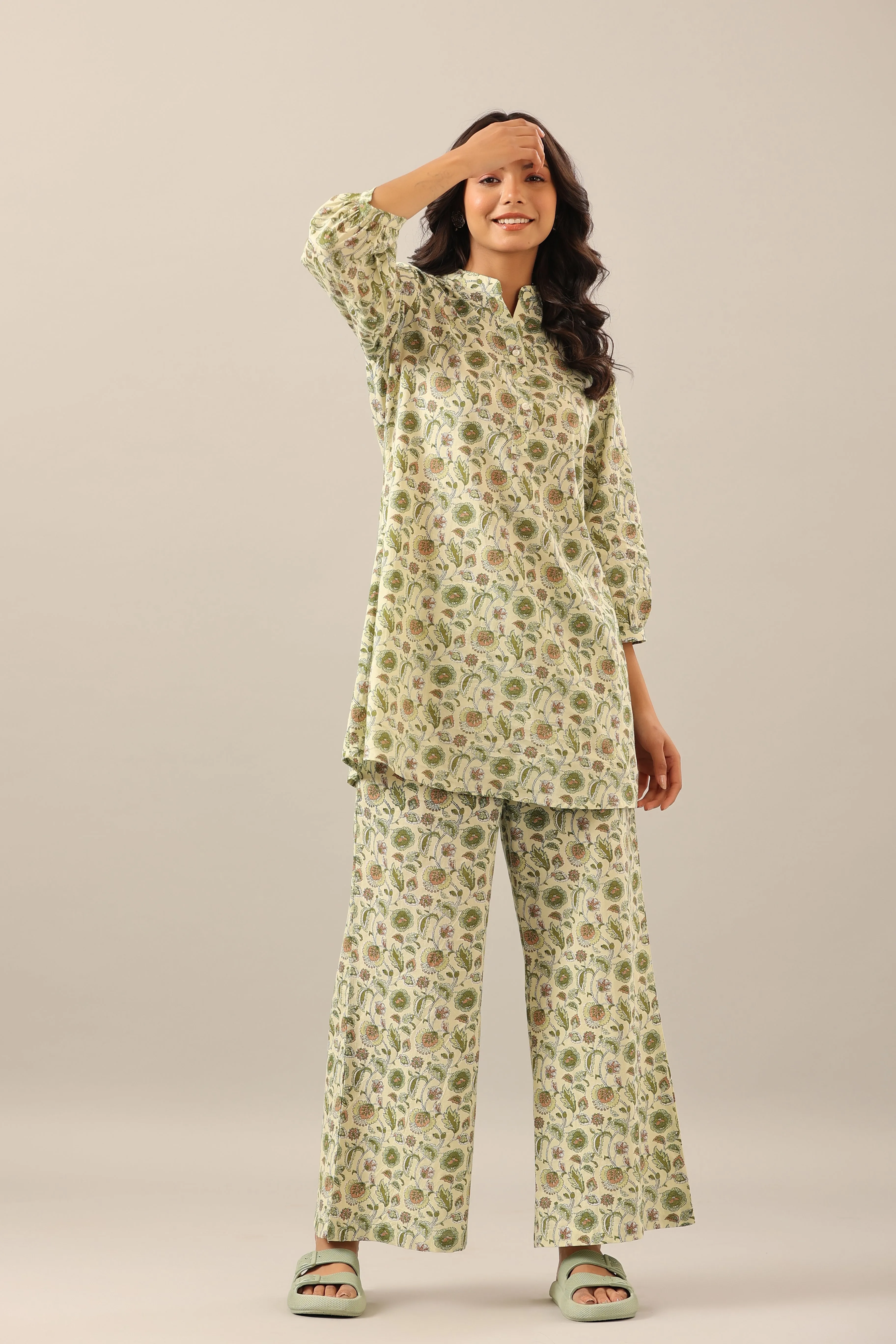 Bloom Garden Green Cotton Co-ord Lounge Set