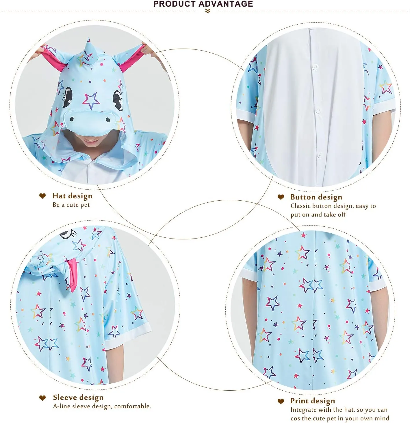 Blue Star Unicorn Kids Summer Onesie