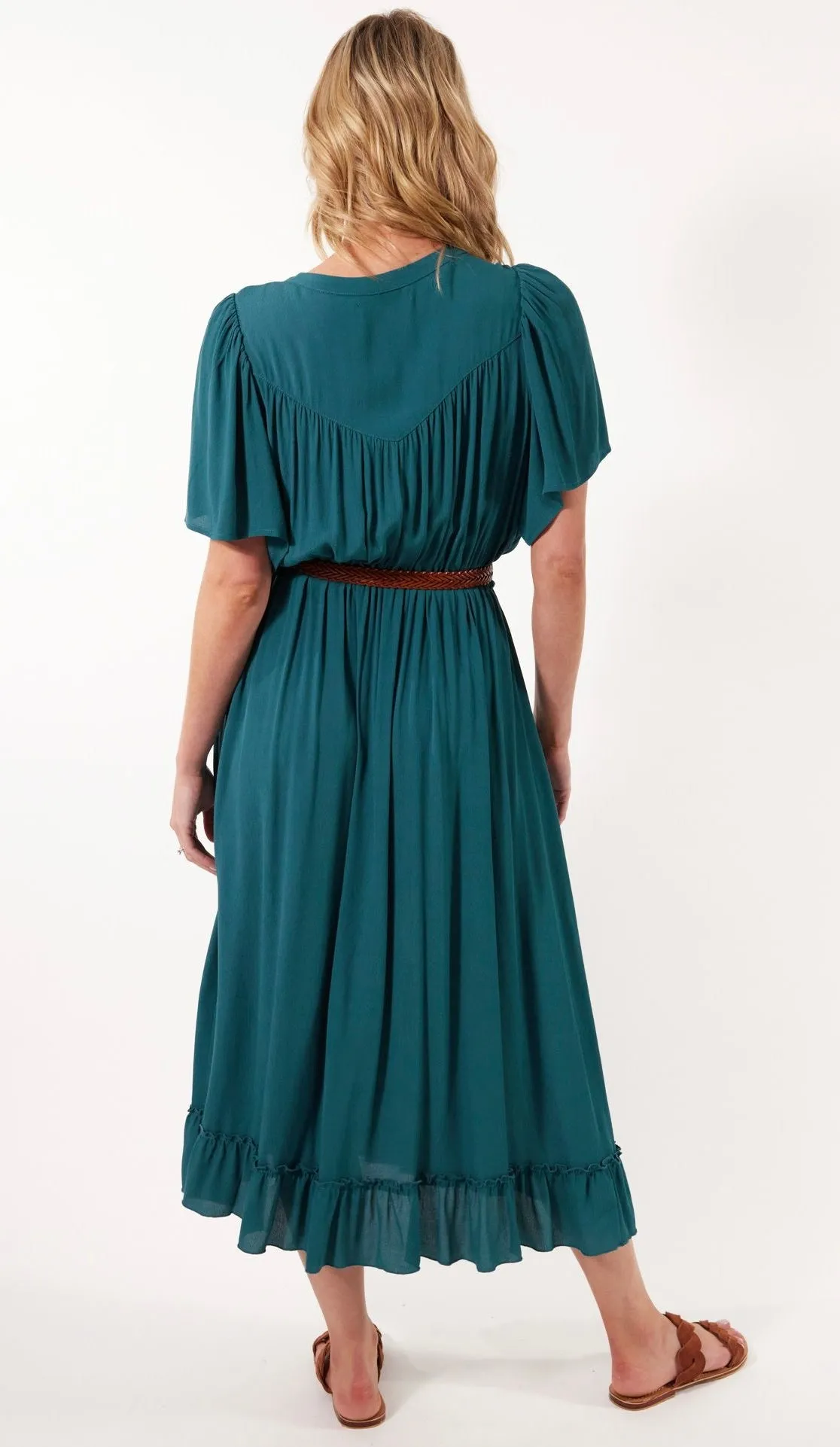 Botanical Midi Dress Teal