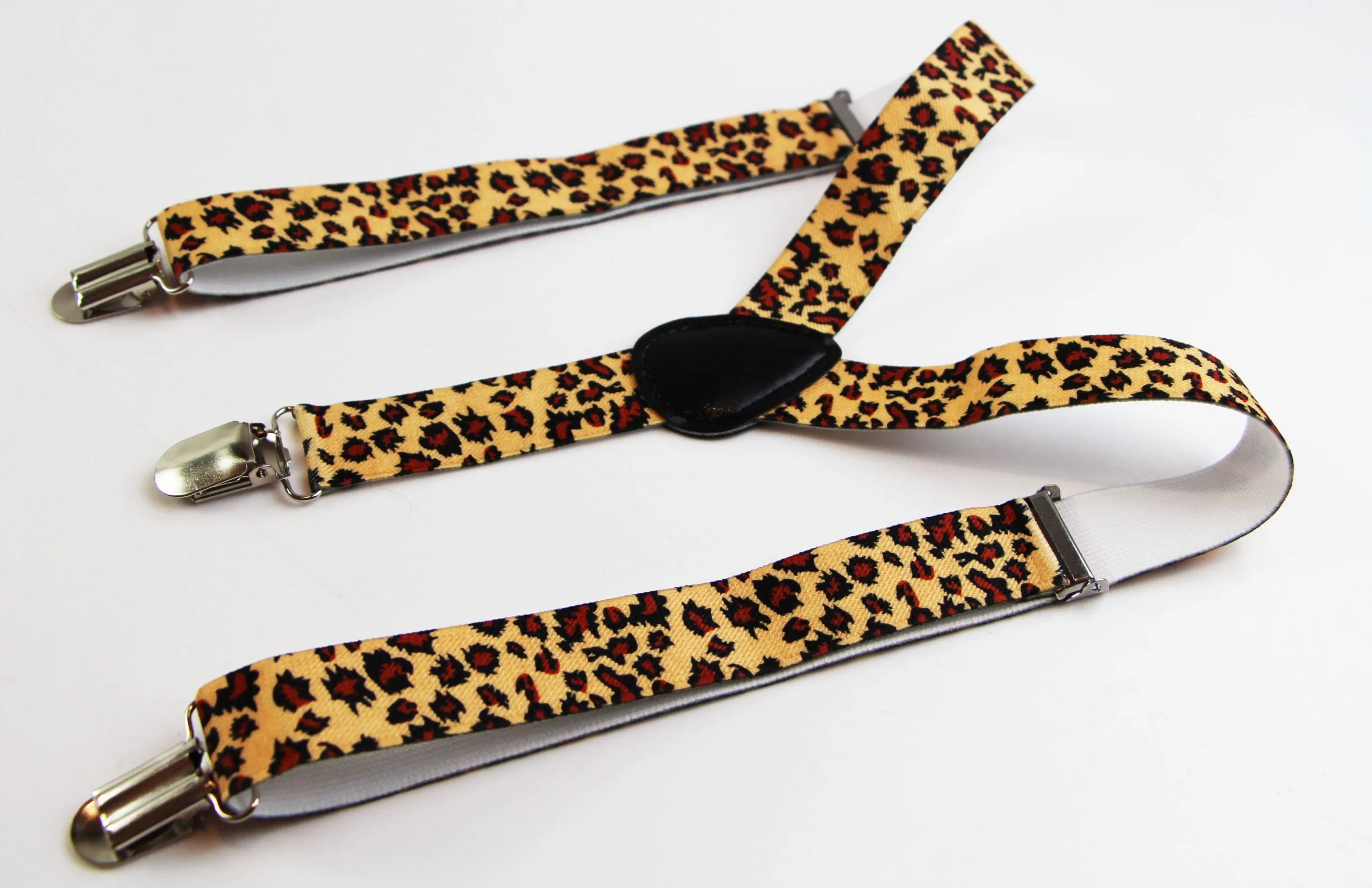 Boys Adjustable Yellow Leopard Patterned Suspenders