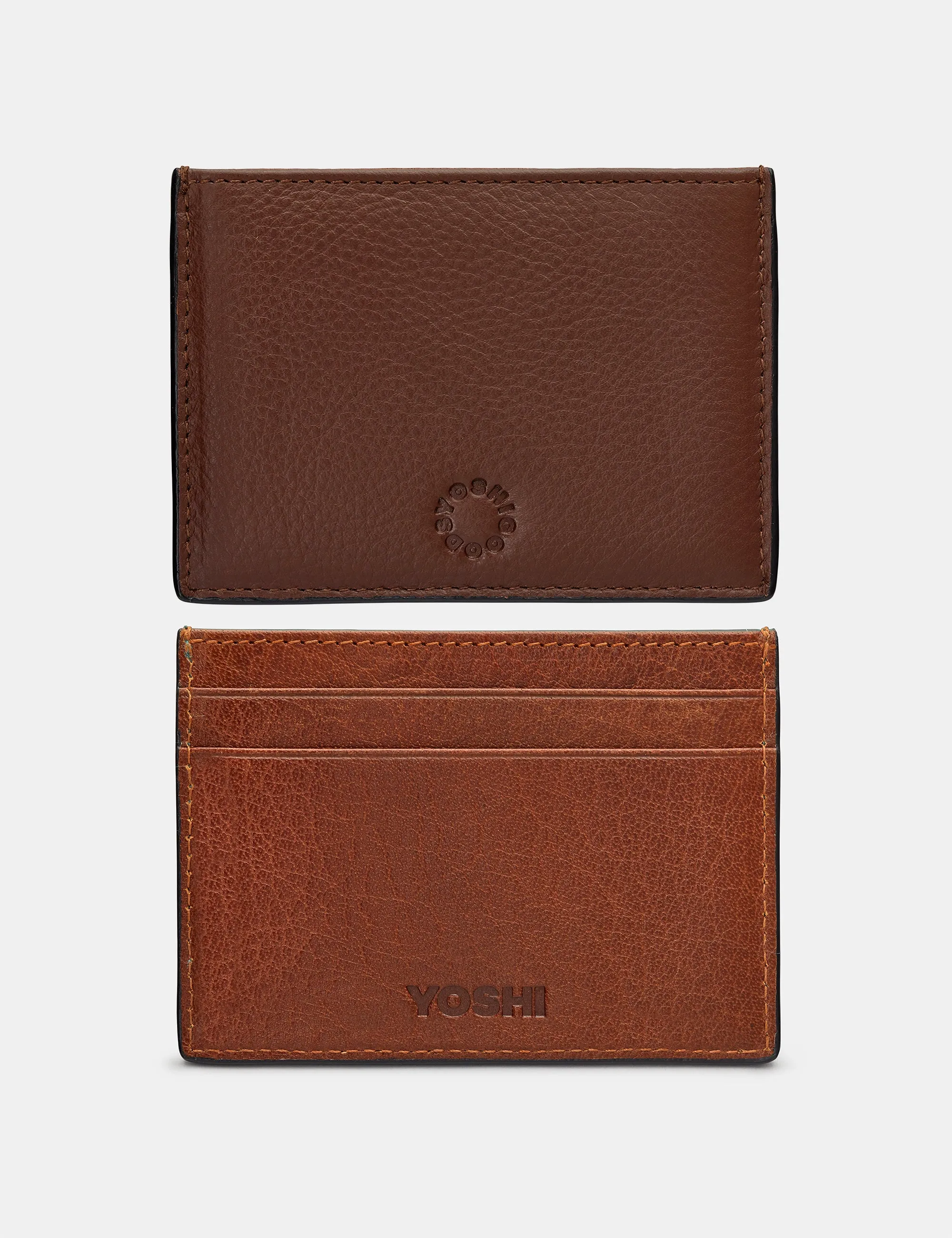 Brown And Tan Leather Academy Card Holder