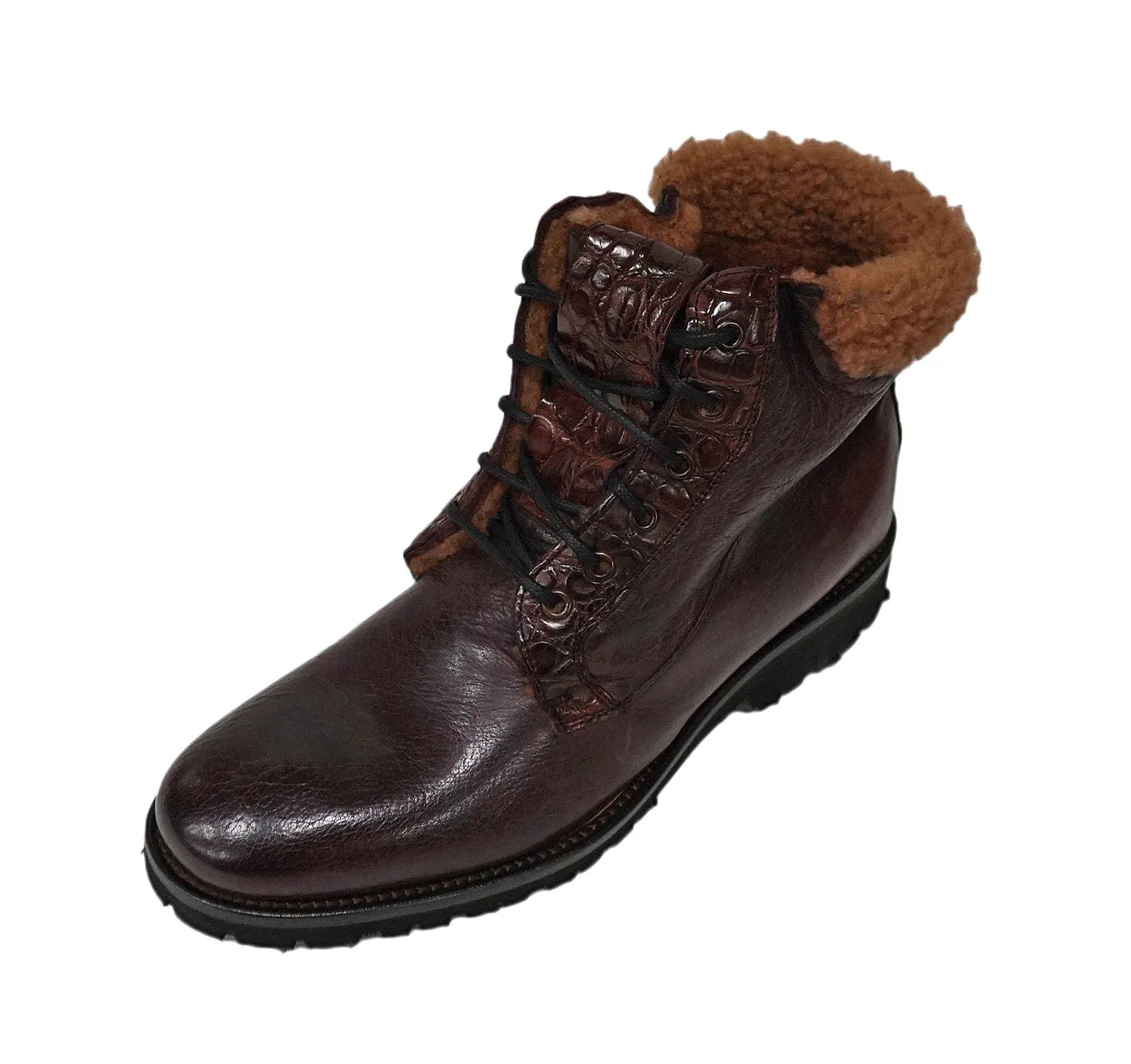 Calzoleria Toscana Shearling Boot Burgundy (4060), Italian Made