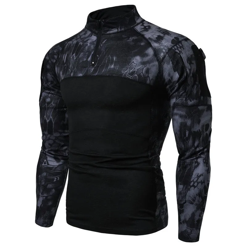 Camo Long Sleeve Outdoor Zipper Men's T-shirt