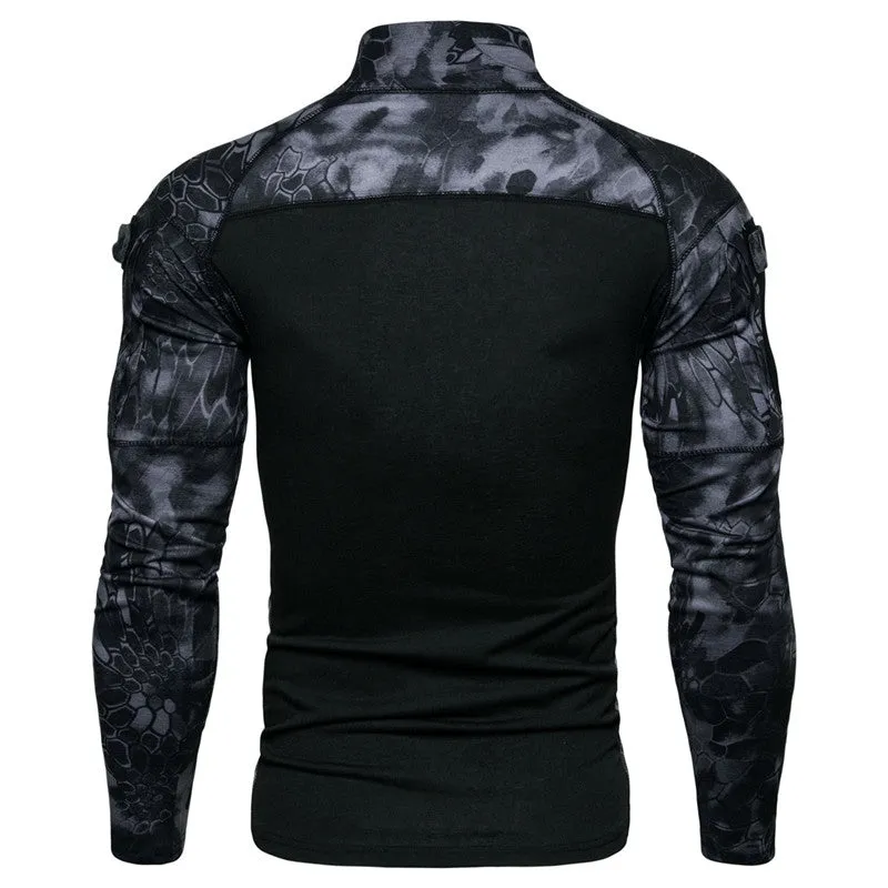 Camo Long Sleeve Outdoor Zipper Men's T-shirt