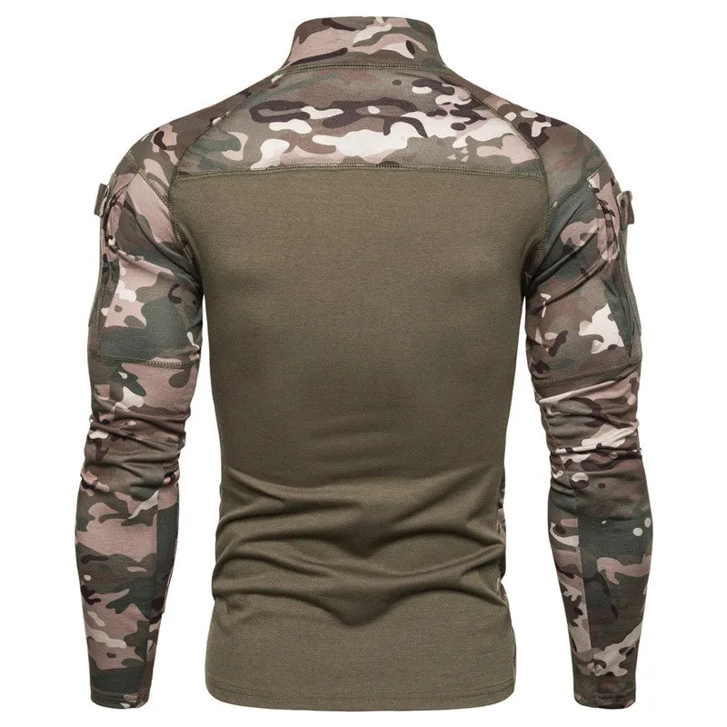 Camo Long Sleeve Outdoor Zipper Men's T-shirt