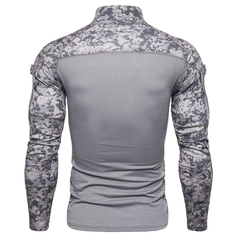 Camo Long Sleeve Outdoor Zipper Men's T-shirt