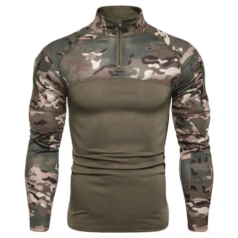 Camo Long Sleeve Outdoor Zipper Men's T-shirt