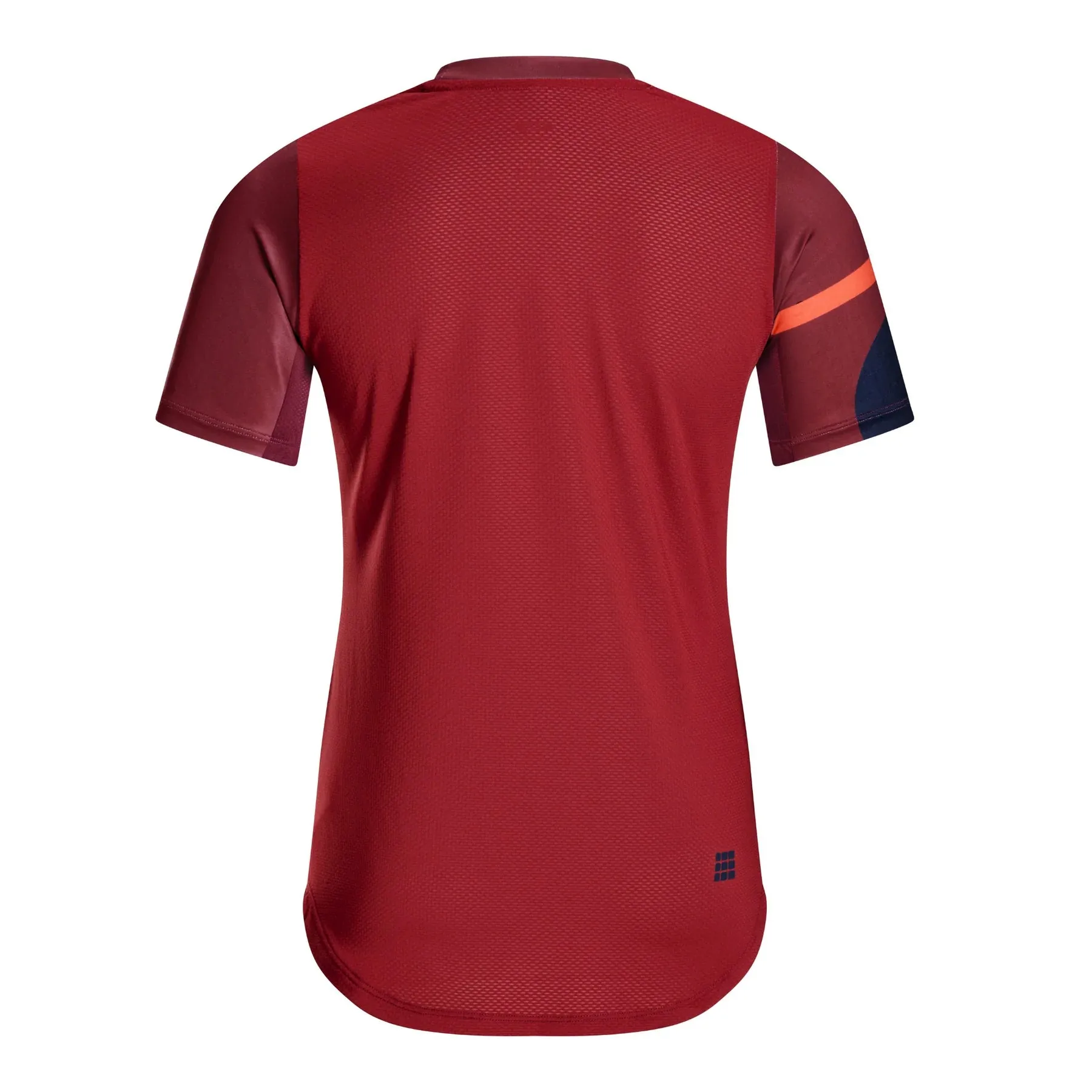 CEP Women's The Run Shirt Round Neck Short Sleeve v5 - Dark Red/Geometrics