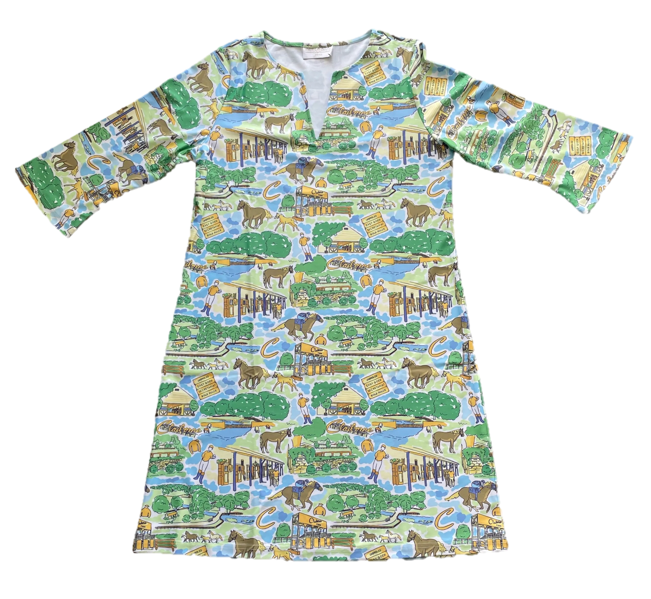 Claiborne Farm Print 3/4 Sleeve Dress