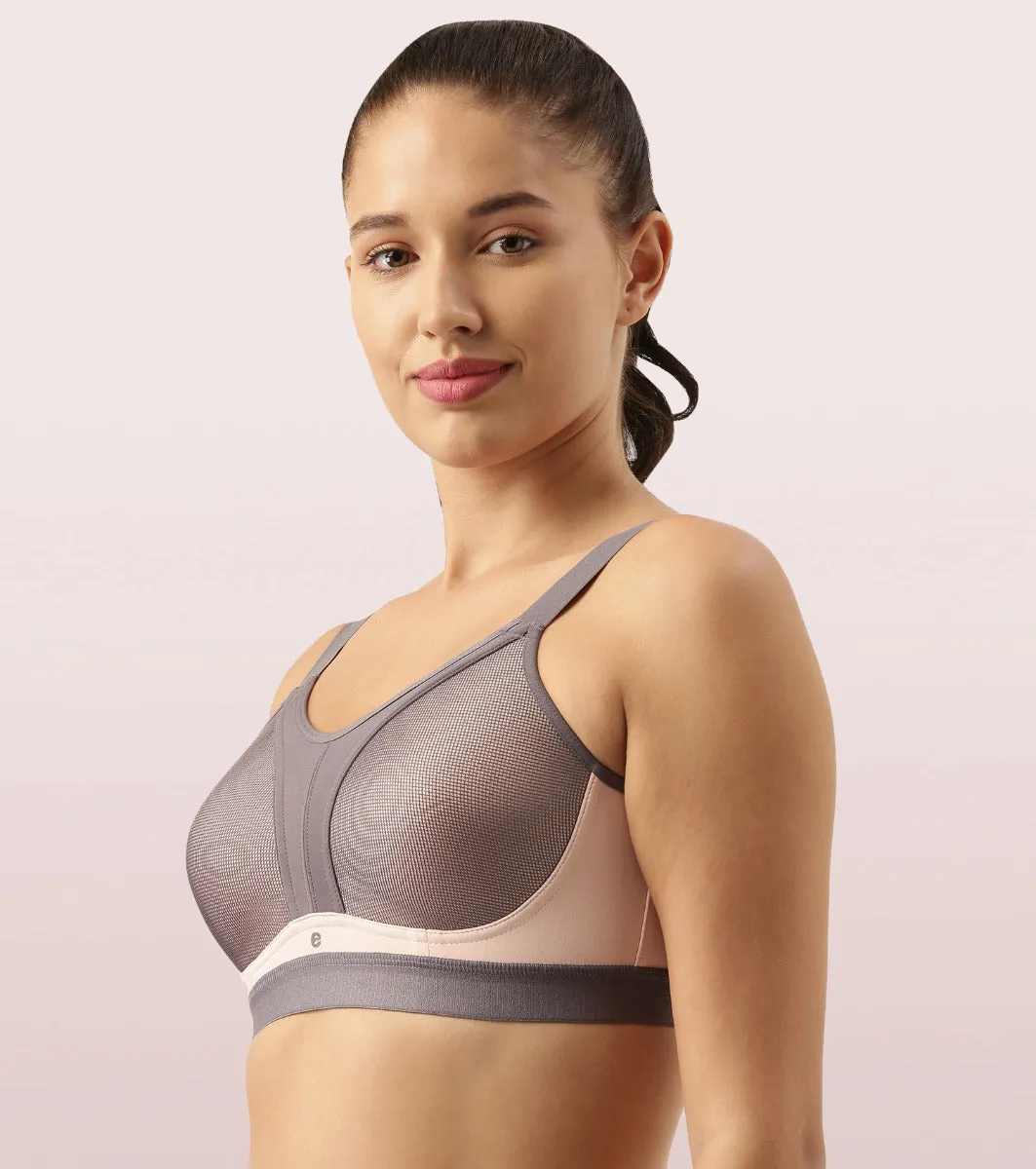 Enamor Agion SB25 Y-panel for Bounce Control High-Impact Sports Bra for Women- Full Coverage, Padded and Wirefree - Pearl