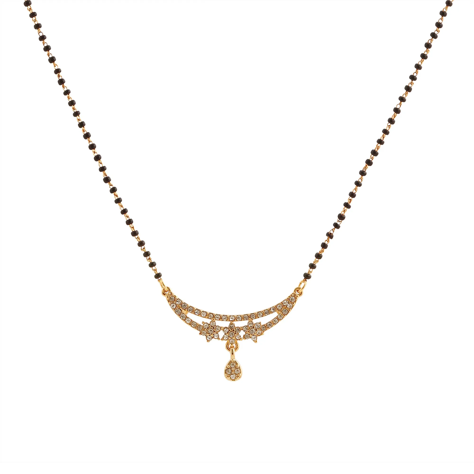 Estele 24 Kt Gold Plated Three Star Mangalsutra Necklace Set