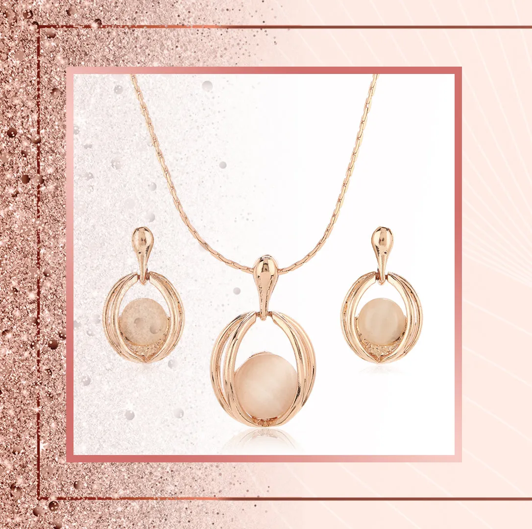 Estele 24 KT Rosegold Plated Fancy Shell Pendent Set for Women / Girls