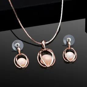 Estele 24 KT Rosegold Plated Fancy Shell Pendent Set for Women / Girls